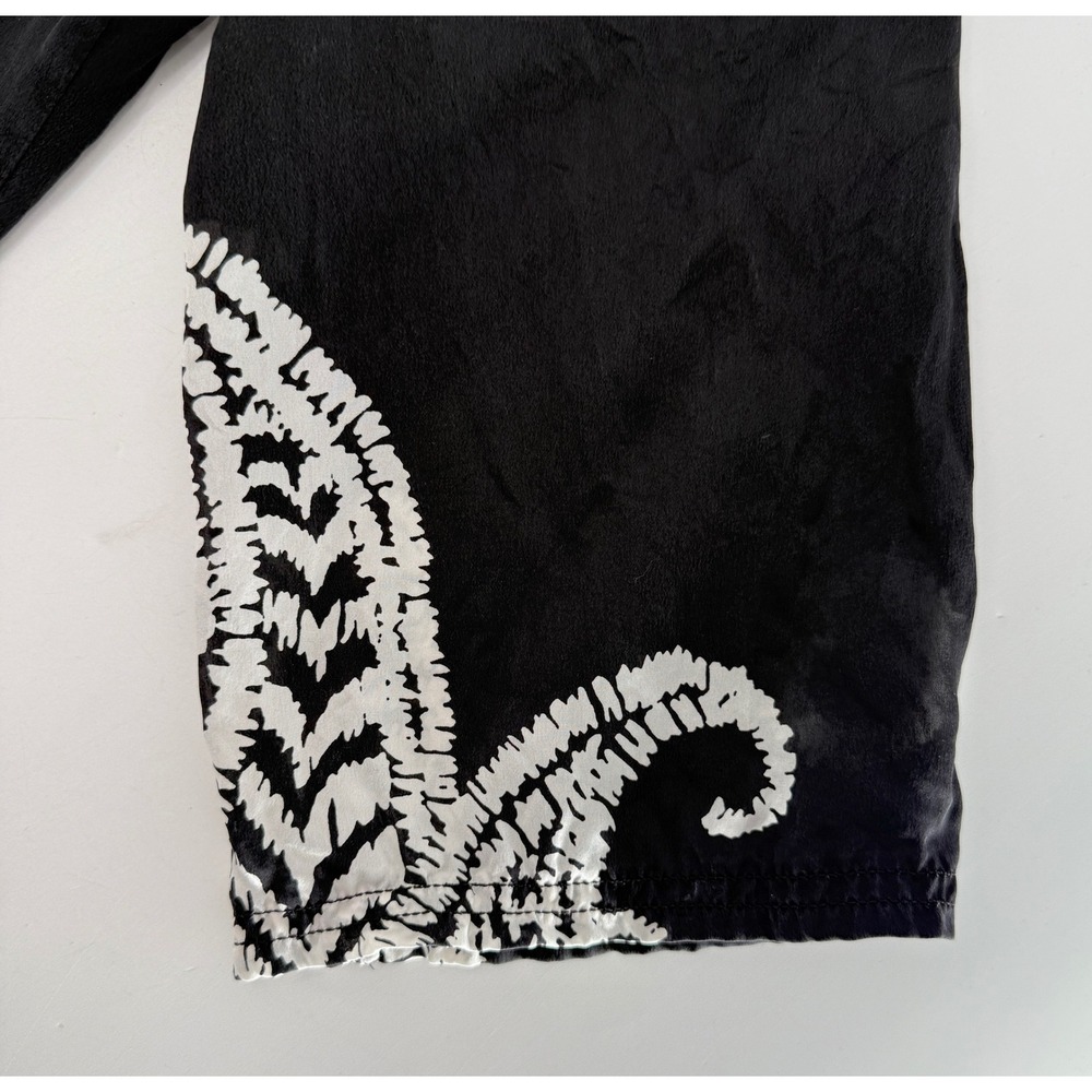 White House Black Market‎ Blouse Top Size S Black White Paisley Off Shoulder - Picture 8 of 10